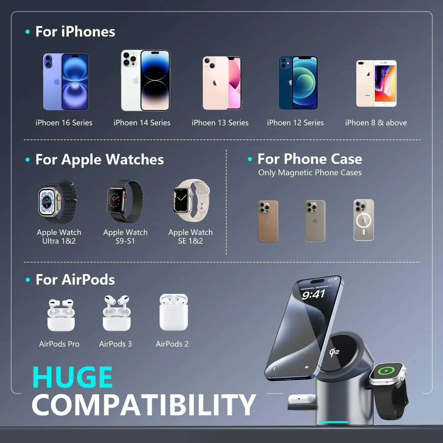 Qi2 3-in-1 Magnetic Charger