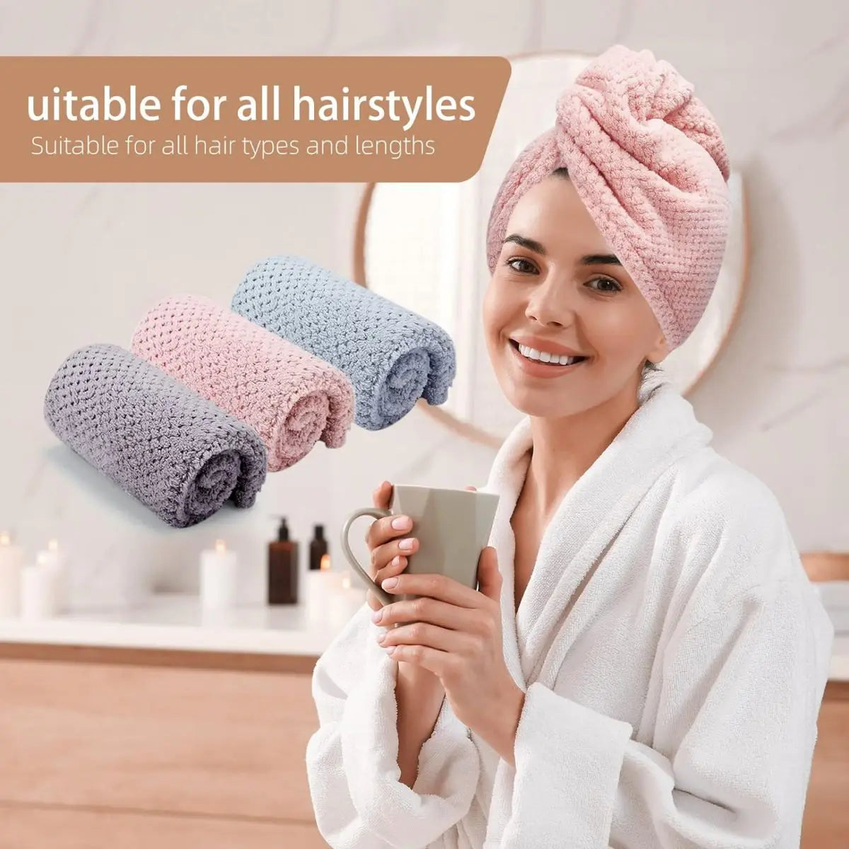 Solid Color Hair Towel Wrap