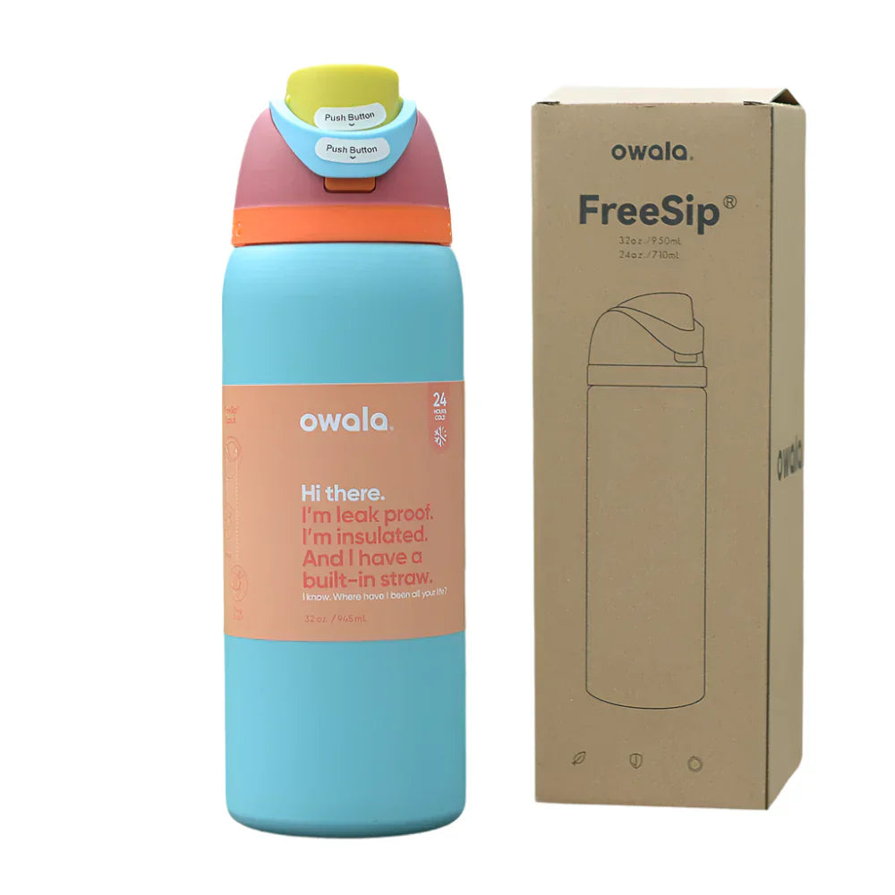 Owala FreeSip Blue Bow Tie Bottle
