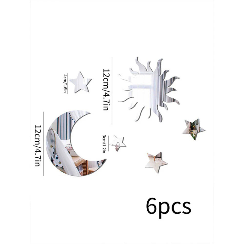 Star Moon Wall Mirror Stickers