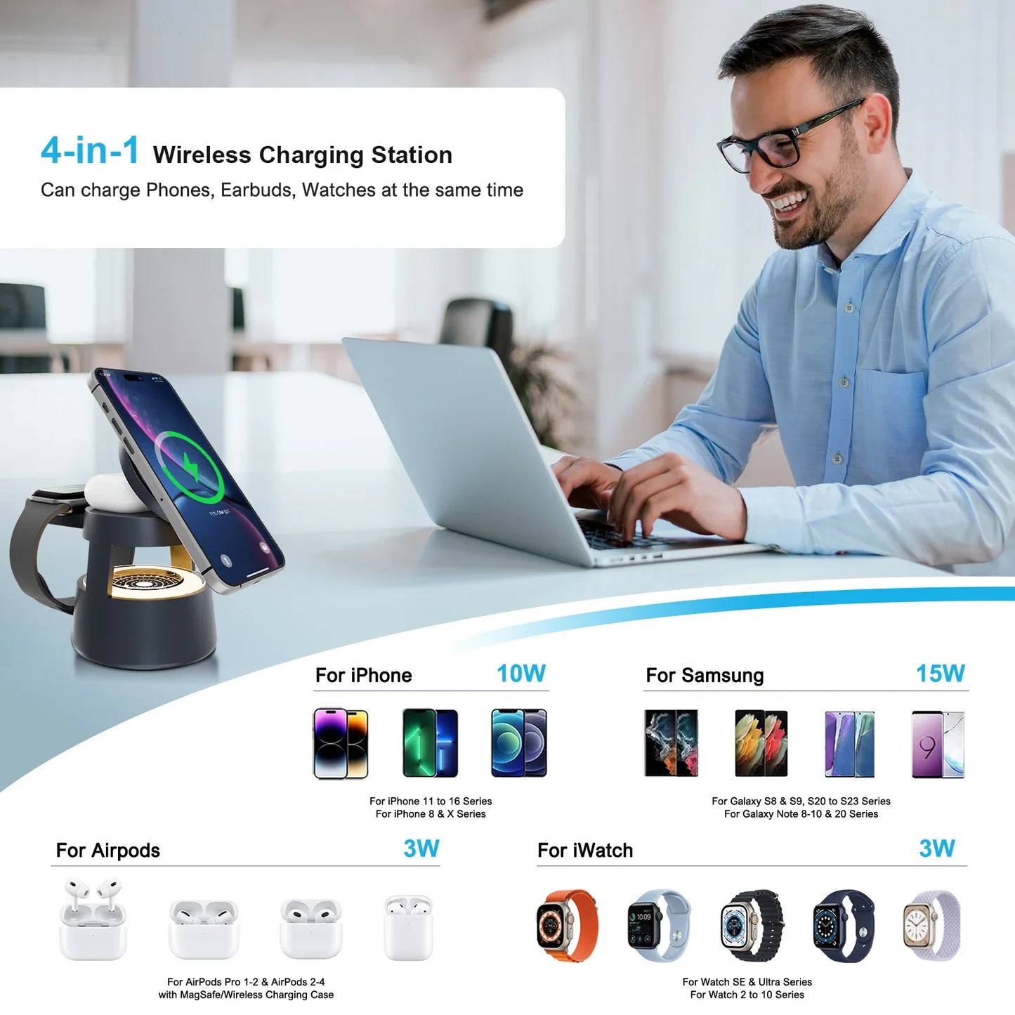 4-in-1 Magnetic Wireless Charger