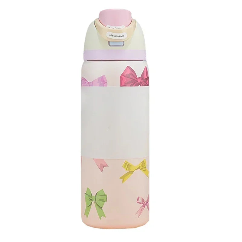 Owala BPA-Free insulated Straw Water Bottle - Flower Black