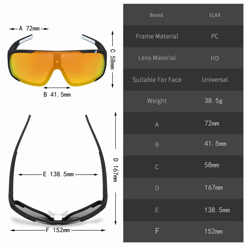 ELAX Polarized Photochromic Cycling Sunglasses