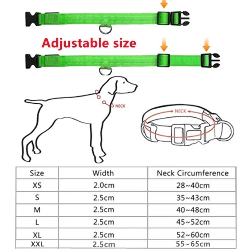 LED Rechargeable Dog Glow Collar