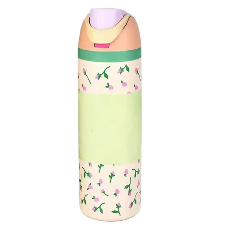 Owala BPA-Free insulated Straw Water Bottle - Flower Black